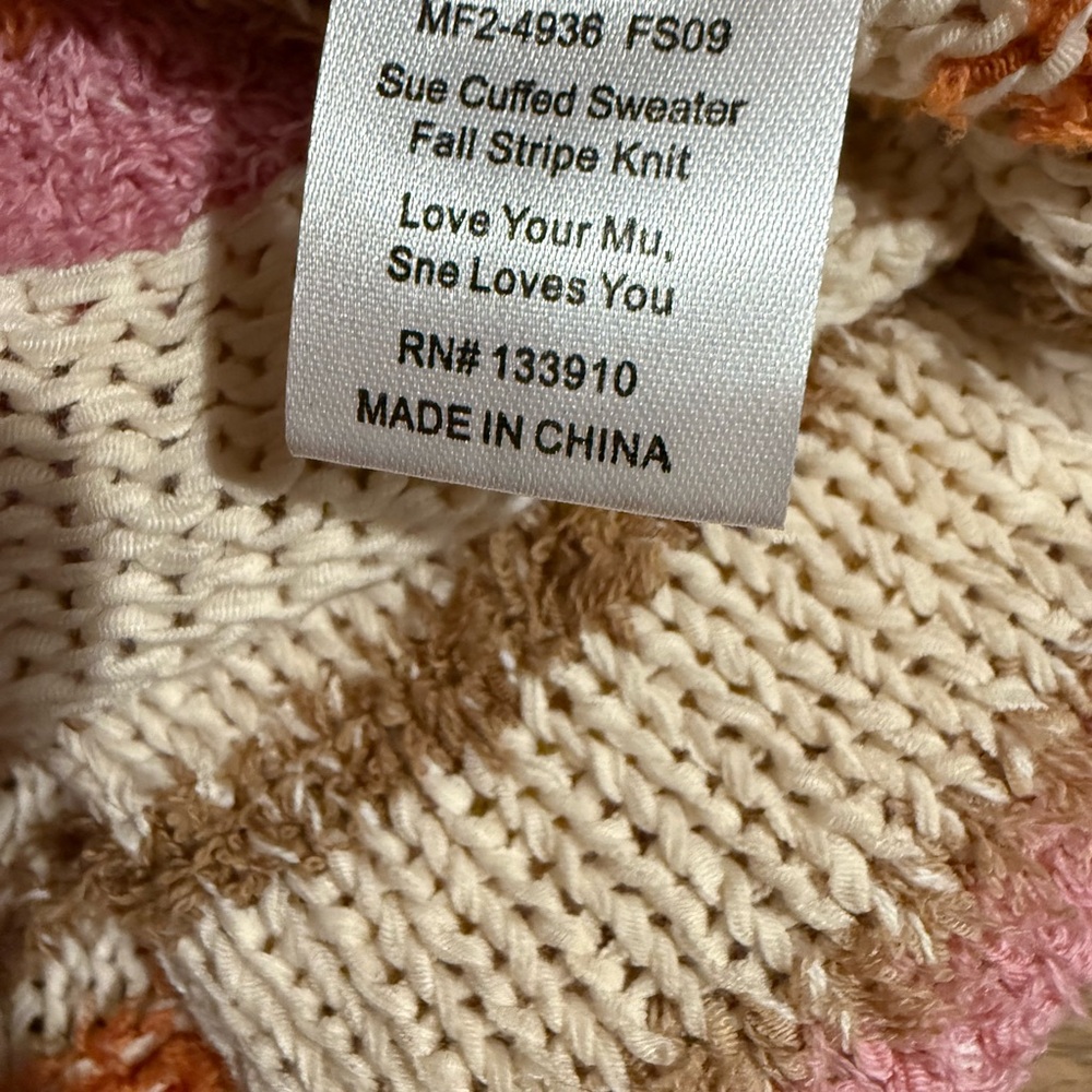 Show Me Your MuMu Sue Cuffed Striped Sweater Womens Size Large - Picture 10 of 10